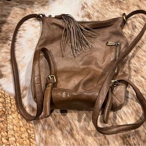 HOBO Taupe Brown Leather Backpack Bag